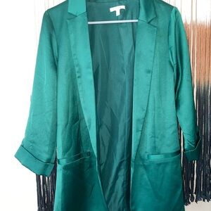 Maurices Green Blazer with Classic Lapel and 3/4 Sleeves